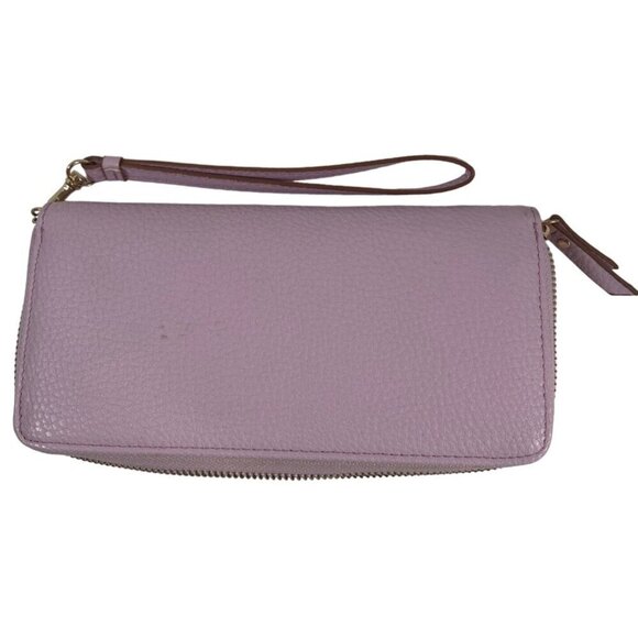 Anne Klein Womens Pink Slim Zip Around Wallet Faux Vegan Pebble Leather CC Slots - Picture 5 of 16